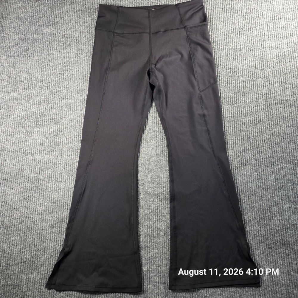 Avia Womens Black High Waisted Flare Yoga Pants Side Pockets Large 12-14 RN52469